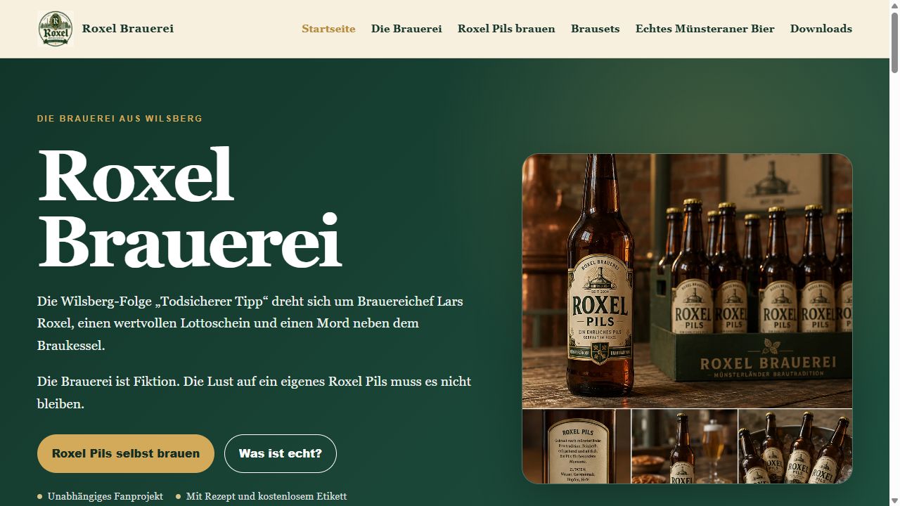 Screenshot der öffentlichen Startseite: Roxel Brauerei – SEO-Projekt TV und Web